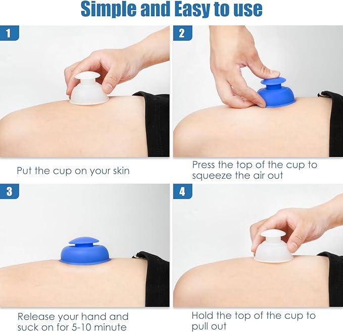 Silicone Cupping Therapy Sets 10pcs,Professional Vacuum Cupping for Myofascial Massage/Joint Pain/Anti Cellulite/Deep Muscle Relief & More(10pcs,White+Blue)