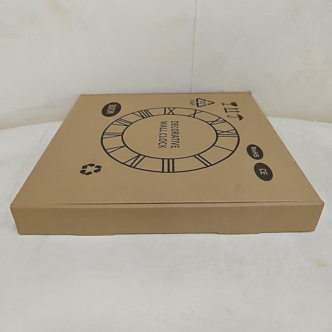 Maxstar Large Round Wall Clock for Living Room Decor Battery Operated Non Ticking Black Metal Wood Clocks for Home Living Room Garden Office Kitchen Decoration -40inch