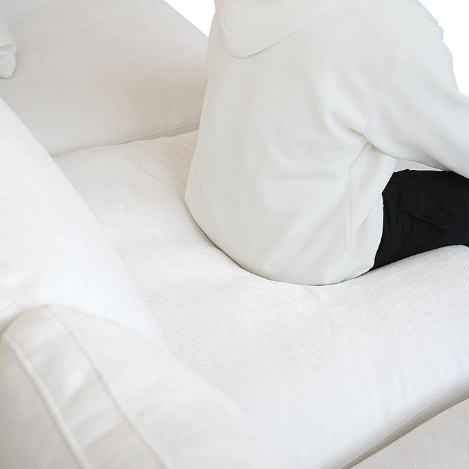 JACH Sectional Couches for Living Room, Cloud Sectional Couch with Deep Seat, Down Filled Modular Sofa, Covers Removeable & Washable,Love Seat Sofas Furniture for Living Room, White