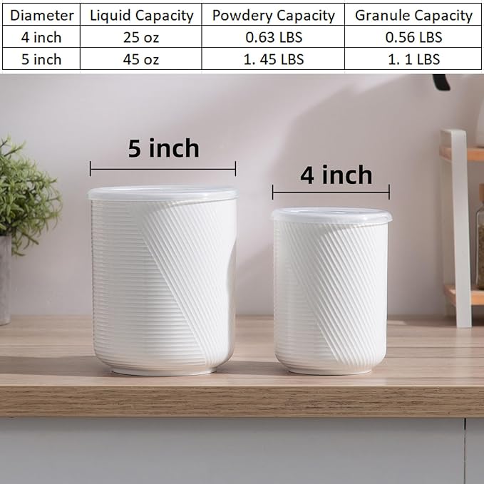 Food Storage Containers with Airtight Lids: Ceramic Canister Sets for Kitchen Countertop - Porcelain Jar for Coffee Tea Flour Sugar Rice Cookies Candy - White (23+42 oz)