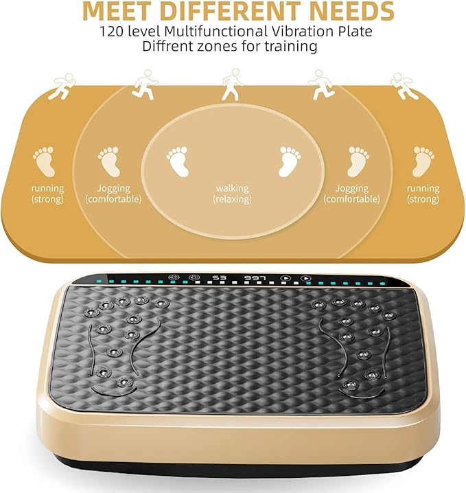 Vibration Plate Fitness Platform Whole Body Exercise Machine with 120 Speed Levels, Lymphatic Drainage, Fat Burning, and Weight Loss, Perfect for Women, Men, and Home Gym Exercise