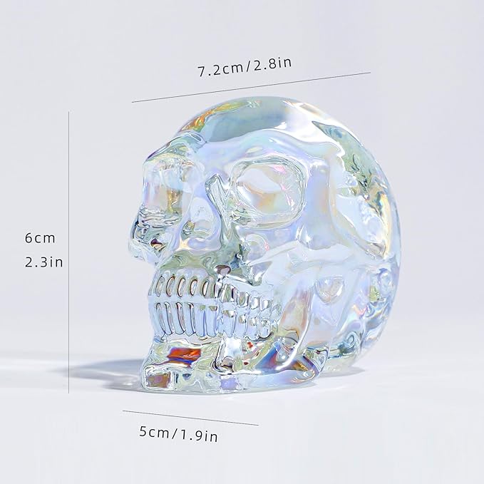 Model Statue for Home Décor Crystal Skull Decorative Figurine Gifts for Women Husbands Halloween Head Figurine Decoration Gift (Colorful Skull)