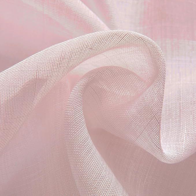 Joydeco Sheer Curtains 72 Inches Long, Beige Curtains for Living Room 2 Panels Set, Window Curtains Privacy Assured with Light Filtering(W52 x L72 Inch,Tapioca)