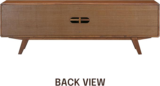 NTC Sapa Mid-Century Modern Solid Wood TV Stand 4-Door Media Console with Carved Geometric Fronts for TVs up to 75", Effortless Assembly, Dark Walnut