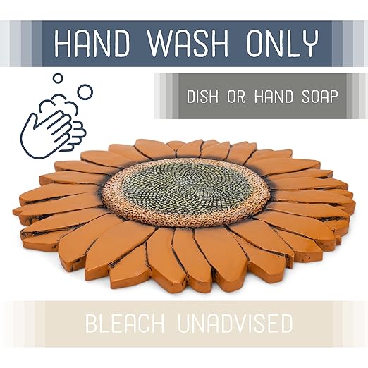 NAT & Jules Sunflower Shaped Dimensional Indoor Outdoor 12 inch Cast Resin Decorative Garden Stepping Stone, Patio, Walkway Sculpture Yard Art, Orange