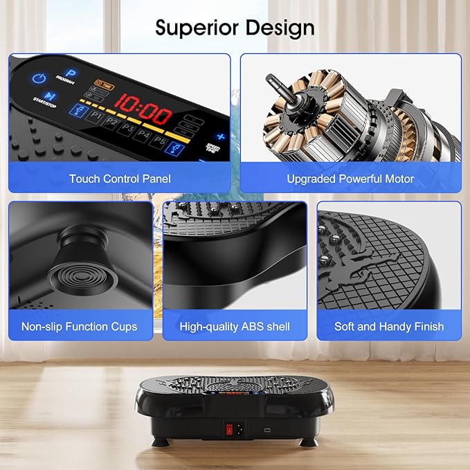 Vibration Plate Exercise Machine, 180 Speed Levels Vibration Plate for Lymphatic Drainage, Whole Body Workout Vibrating Fitness Platform, Effective for Weight Loss, Shaping, Toning & Wellness