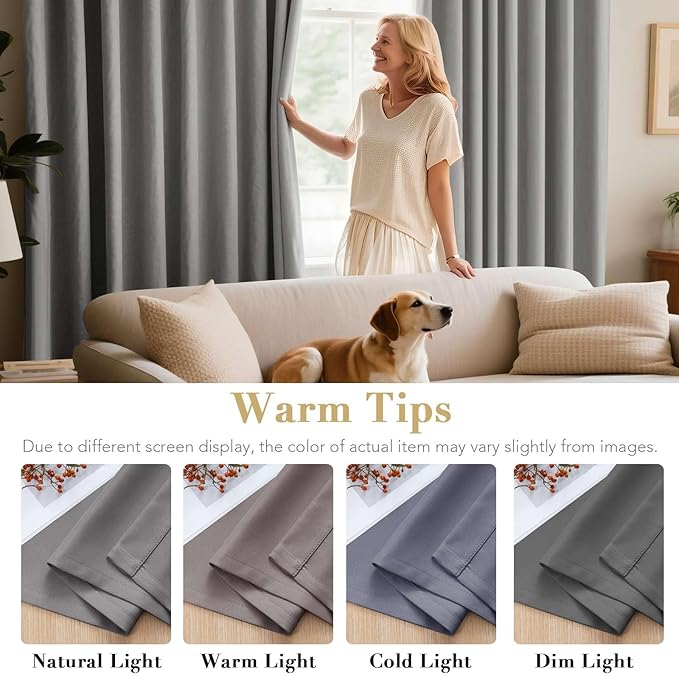 H.VERSAILTEX Blackout Curtains for Bedroom 108 Inches Length, Extra Long Thermal Insulated Grommet Curtains, Room Darkening Window Treatment Draperies/Panels for Living Room, Dove Gray, 2 Panels