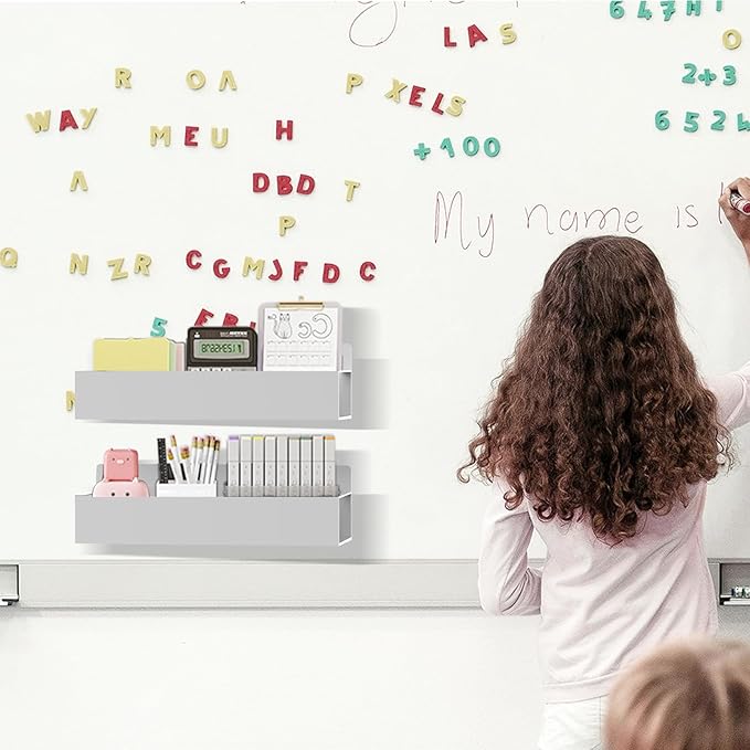 Magnetic Spice Rack Organizer for Fridge Seasoning Organizer for Kitchen Storage With Screw Magnetic Shelf for Oven, RV,Garage,Bathroom (Grey, 4pack)