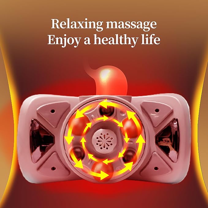 Intelligent Heated Massage Belt, Multi-Function Kneading Massager with Red Light Therapy, Natural Stone Massage for Waist and Abdomen