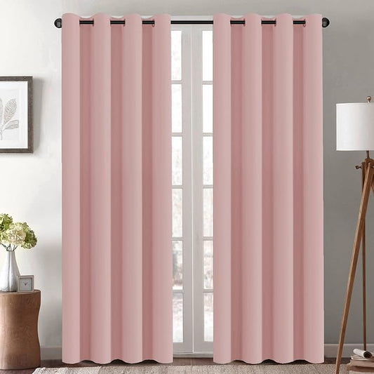 H.VERSAILTEX Blackout Curtains 84 inches Long for Living Room Thermal Insulated Room Darkening Window Treatment Panels Drapes Light Reducing Curtains for Bedroom, 2 Panels, 52" W x 84" L, Baby Pink