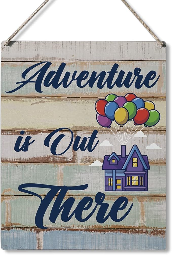 Qious Inspirational Signs Gift Farmhouse Adventure is Out There Wooden Hanging Sign Rustic Art Wall Home Living Room Bedroom Kitchen Decoration 10 x 8 Inches