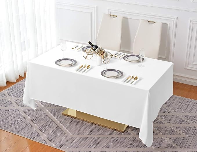 Surmente White Rectangle Tablecloth 60 x 120-inch Rectangular Polyester Table Cloth for Weddings, Banquets, or Restaurants