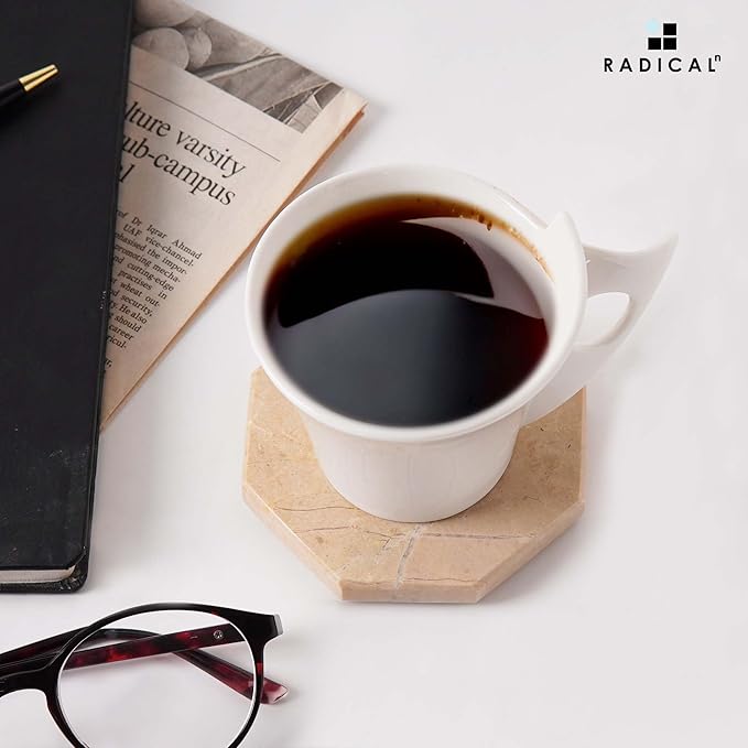 Radicaln Marble Coasters Star 3.5" Inches Verona Handmade Drink Coasters Set of 6 for Coffee Table, Car Cup Holders & Bar Use, Ideal Coffee Table Decor