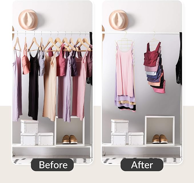 ZEDODIER Tank Top Hanger, Space Saving Bra Hamgers, Non-Slip Hanging Sport Bras Holder, Closet Organizers and Storage for Camisoles Tank Tops Bras Ties Swimsuits Strappy Dress, Gold