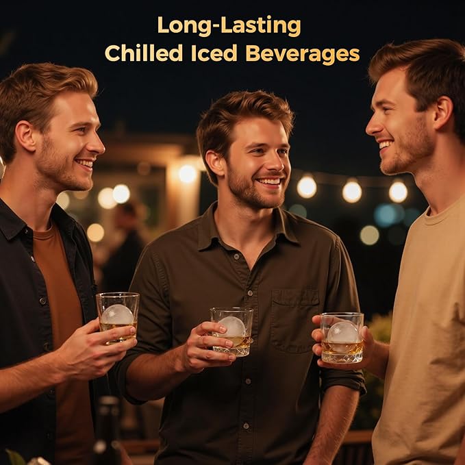 Whiskey Clear Ice-Ball Maker - 2" Slow-Melting Sphere Ice Maker, 4 pcs in 30 Mins 144 Pcs/Day, Round Cube Machine with Automatic Freeze Tech, Water Supply Self-Cleaning for Scotch, Bourbon