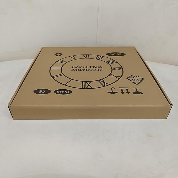 Maxstar Large Round Wall Clock for Living Room Decor Battery Operated Non Ticking Black Metal Wood Clocks for Home Living Room Garden Office Kitchen Decoration -40inch