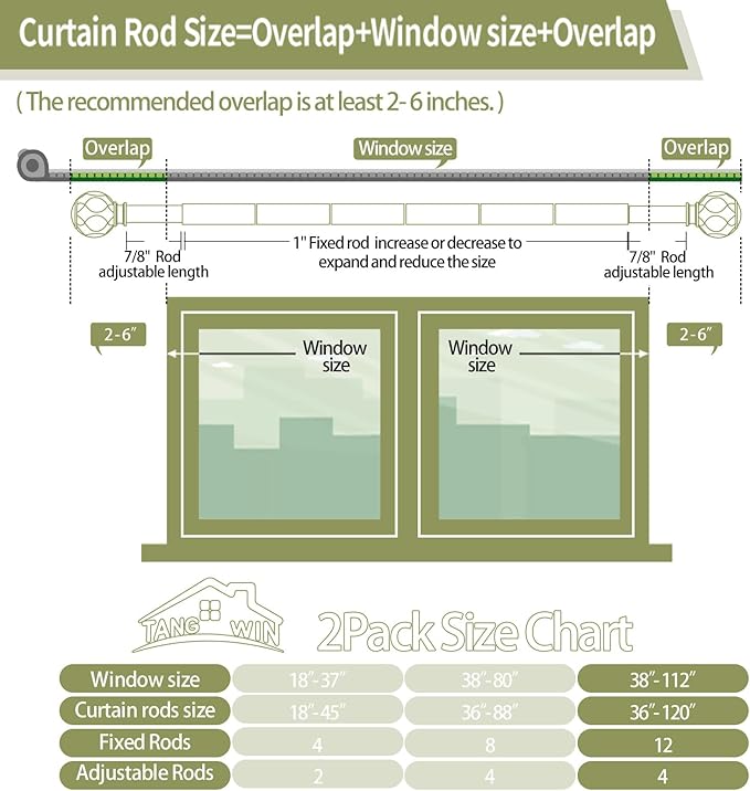 White Farmhouse Curtain Rods for Windows:Heavy Duty Adjustable Curtain Rod for Bedroom Living Room,Boho Decorative Rustic Drapery Rods with Vintage Coastal Finials,Antique White 2 Pack 66-120"