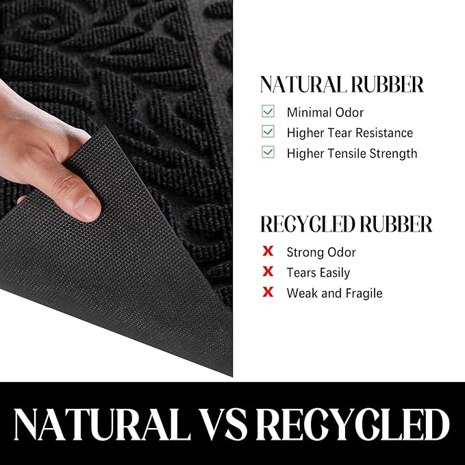 Yimobra Welcome Matt Outdoor, 60x36, Waterproof All-Season Front Door Mat, All-Weather Doormat, Sturdy Natural Rubber, Fade Resistant, Low Profile, Easy Clean Patio Porch Entryway Mat, Black