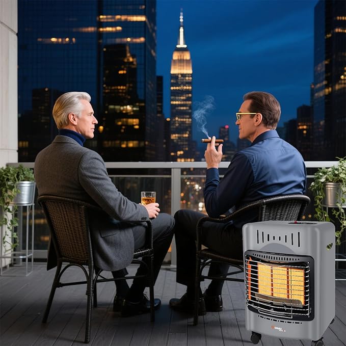 Propane Heater18000 BTU,Outdoor Heater with ODS Tip-over Protection, Propane Radiant Heater with Gas Regulator Hose for Patio,Garage,Camping Up to 450 Sq. Ft