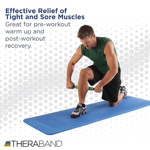 THERABAND Roller Massager +, Portable Muscle Rolling Stick with Retractable Handles for Self-Myofascial Release, Deep Tissue & Trigger Point Massage, Gifts for Runners, Athletes, Crossfit