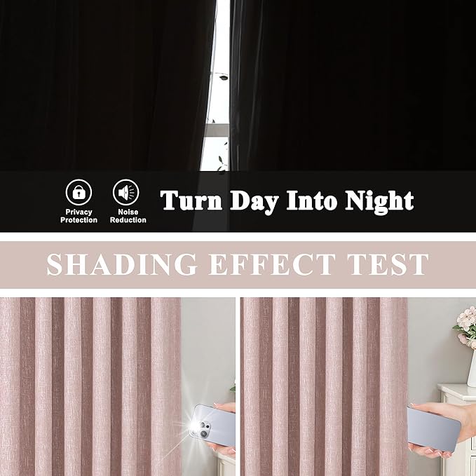 Vision Home Pink Pinch Pleated Total Blackout Curtains Room Darkening Window Panels 95 inch for Girls Bedroom Living Room Thermal Insulated Pinch Pleat Pink Drapes with Hooks Back Tab 40" Wx95 Lx2
