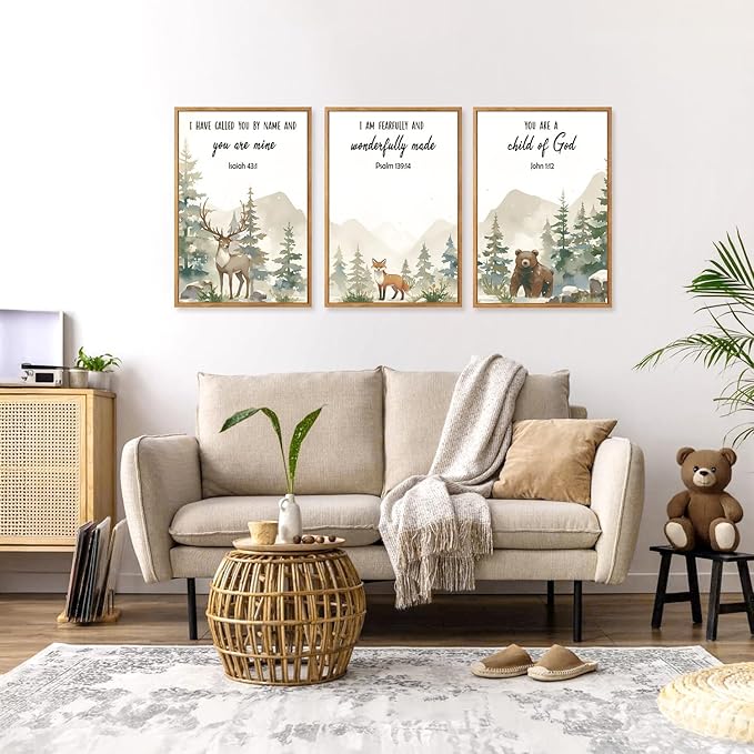 HPNIUB Bible Verses Canvas for Kids, You are A Child of God Scripture Wall Art, Jungle Animals Christian Religious Wall Decor, Ready to Hang for Nursery, Classroom, Bedroom, Playroom- 16"x24"x3