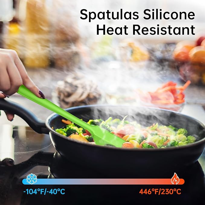 Barsone 5-Piece Silicone Spatula Set（ Heat Resistant 446°F Food Grade BPA Free, Nonstick Cookware Safe Dishwasher Safe Kitchen Tools for Baking, Cooking, Stirring, Green）