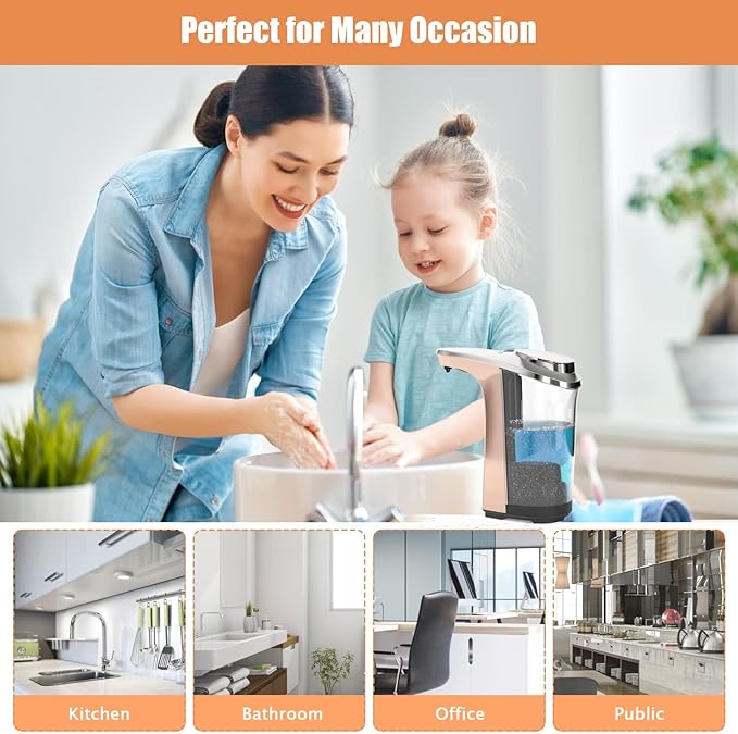 Automatic Soap Dispenser, PZOTRUF Touchless 17oz/500ml with Upgraded Infrared Sensor, 5 Adjustable Soap Dispensing Levels, Liquid Hand Soap Dispenser for Bathroom (Rose Gold)