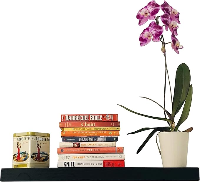 joelsantiques 30 Inch Floating Shelves for Wall - 30x6x2 in - Natural Wood, Easy Install - Heavy Duty Rustic Book Shelves - Bathroom, Kitchen, Living Room - Black