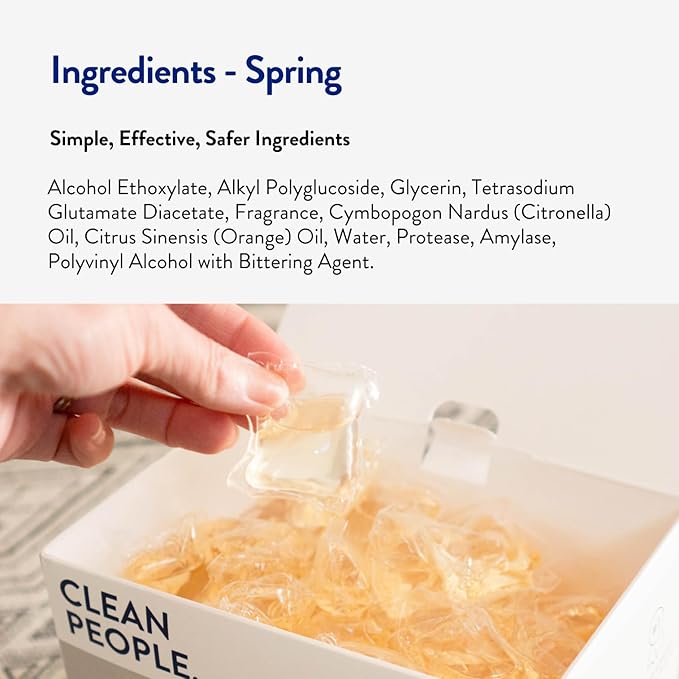 The Clean People Laundry Detergent Pods - Hypoallergenic Laundry Pods - Ultra Concentrated, Recyclable Packaging, Stain Fighting - Spring Scent, 32 Pack