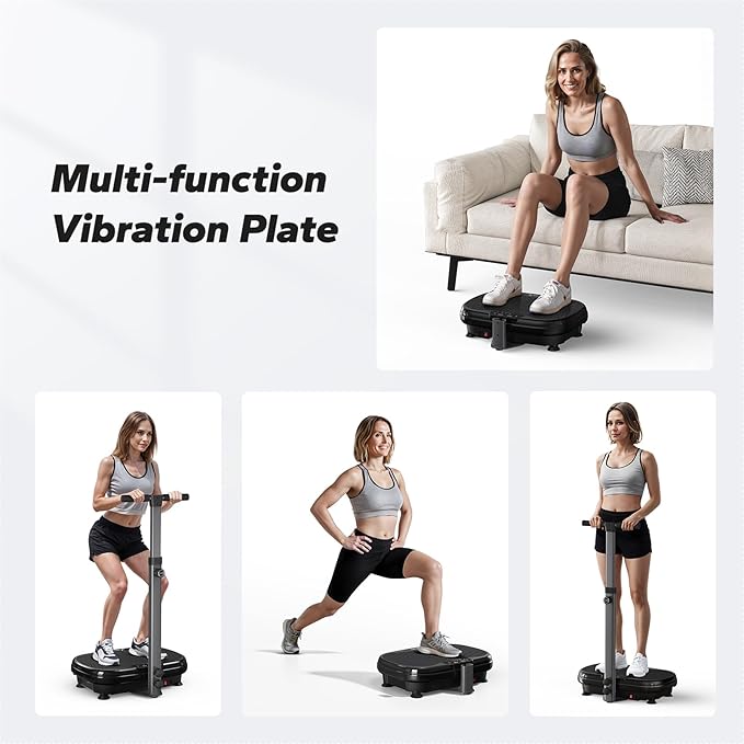 MERACH Vibration Plate Exercise Machine, Vibration Plate for Lymphatic Drainage Weight Loss, Vibrating Plate Exercise Machine with Handrails, Exercise Equipment for Women Men Home