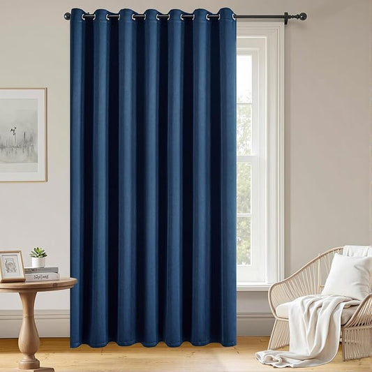Blackout Curtains Custom Size for Bedroom 1 Panel, Thermal Insulated Blackout Curtains, Solid Grommet Privacy Room Darkening Drapes for Living Room Window (Customsize, Navy Blue)