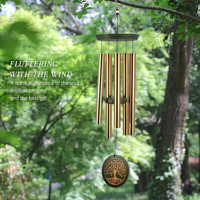 Memorial Wind Chimes for Outdoor & Gifts – Engraved Tree of Life, 36” Durable Metal Chimes with Soothing Melodies, Waterproof & Customizable Tones