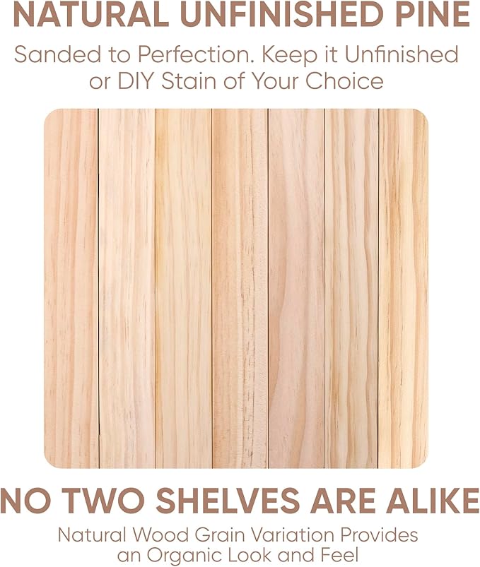 Homeforia 60 inch Wood Floating Shelf, High End Solid Natural Long Wood Shelf for Wall 60 inches, Unfinished Wooden 60inch Large Floating Shelves, Heavy Duty Bracket, 60 X 6.5 X 1.75 in, Set of 2