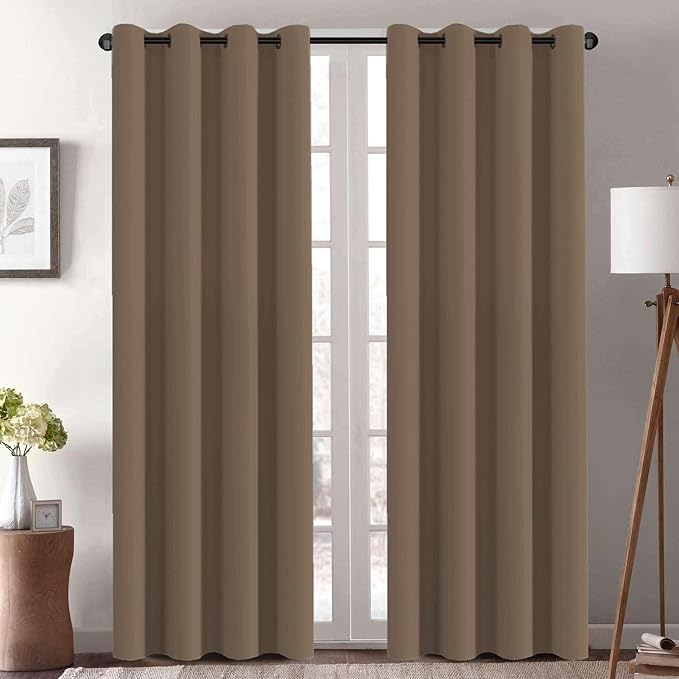 H.VERSAILTEX Blackout Curtains 84 inches Long for Living Room Thermal Insulated Room Darkening Window Treatment Panels Drapes Light Reducing Curtains for Bedroom, 2 Panels, 52" W x 84" L, Macchiato