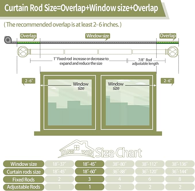 Silver Adjustable Curtain Rods for Windows:18-60 Inch Farmhouse Heavy Duty Curtain Rod for Bedroom Living Room,Boho Decorative Rustic Drapery Rods with Vintage Coastal Finial,Antique Silver