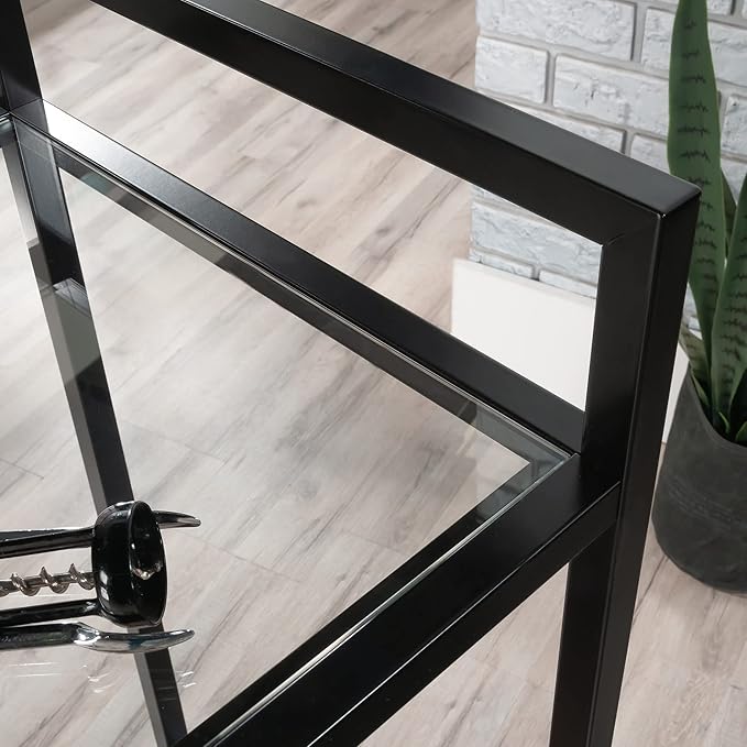 Sauder International Lux Bar Cart, Black Finish