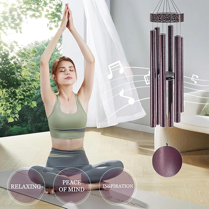 Large Wind Chimes with 6 Heavy Tubes for Outside Deep Tone - 48" Wind Chimes Outdoor Clearance, Deep Tone, Windchimes Outdoors, Memorial, Sympathy Gift, Garden Patio Yard, Home Decorate-Bronze