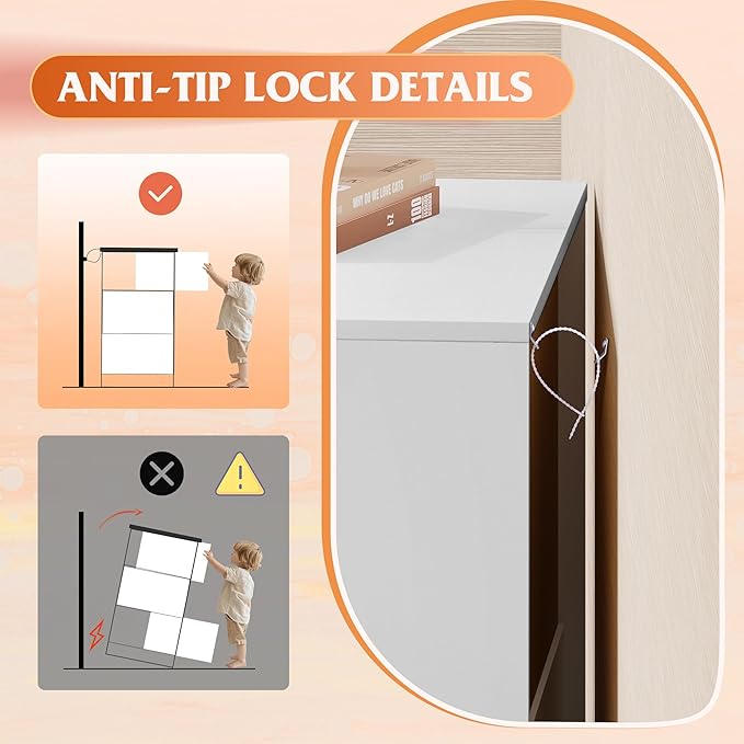 WLIVE White Wood Dresser for Bedroom with 4 Drawers, Tall Chest of Drawers with Sturdy Metal Frame for Living Room, Hallway, Closet