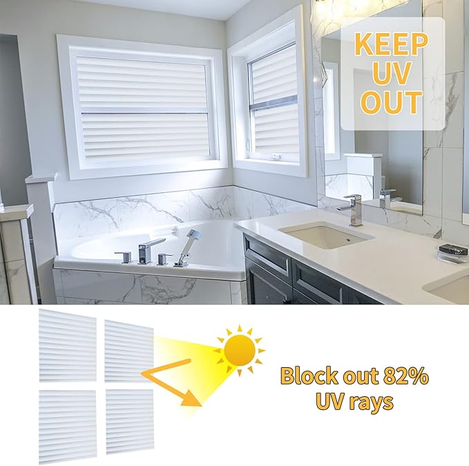 Window Privacy Film with Installation Tools, Blinds Pattern, Static Cling, Anti UV, Heat Control, Ideal for Home Shower Office Glass Door (Blinds Pattern, 17.5X118.1Inch)