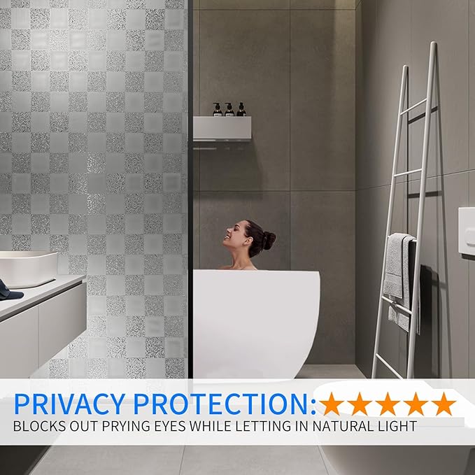 Window Film Privacy Day and Night with Installation Tools, Static Cling Glass Film Ideal for Home Shower Office Glass Door (White, 23.6 x 78.7 Inch)