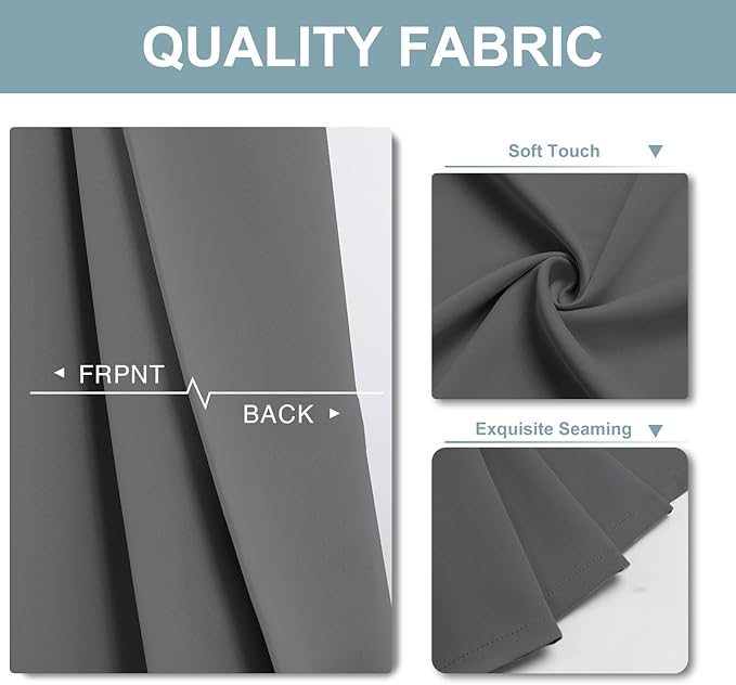 ChrisDowa Blackout Curtains 120 inches Long for Bedroom - 2 Panels Set Grommet Thermal Insulated Room Darkening Curtains for Living Room (Grey, 52 x 120 Inch)