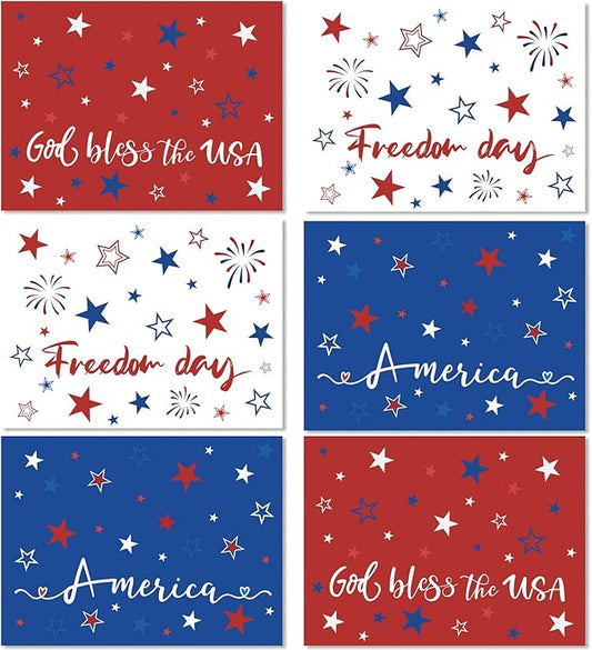 Memorial Day Placemat Set of 6 Patriotic Freedom Stars Place Mats 4th of July Veterans Plastic Table Mats Independence Day Holiday Table Placemats for Indoor Outdoor Party Dining