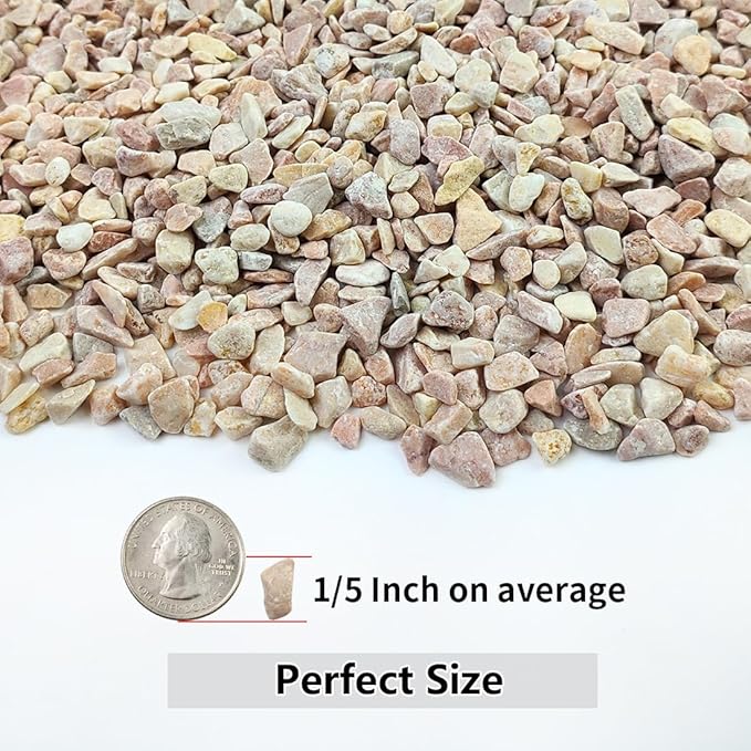 10LB Succulent and Cactus Gravel Pebbles, 1/5 Inch Natural Decorative Polished Stones, River Rocks for Plants, Vases, Aquariums, Terrarium and Outdoor Gardening,Peach