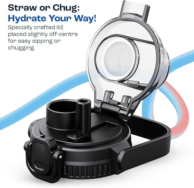 AQUAFIT 128 oz Water Bottle with Time Marker - 2in1 Straw & Chug Lid - BPA Free Big Jug with Straw - Gym Water Bottle with Strap (128 Ounces, Clarity)