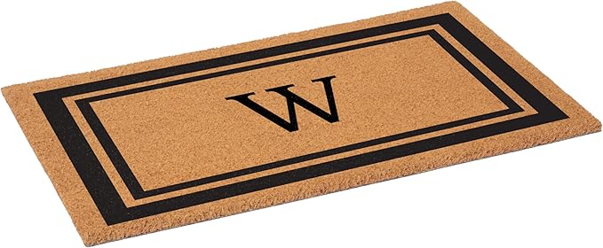 Calloway Mills 152963048W Black Border 30" x 48" Monogram Doormat Letter (W)