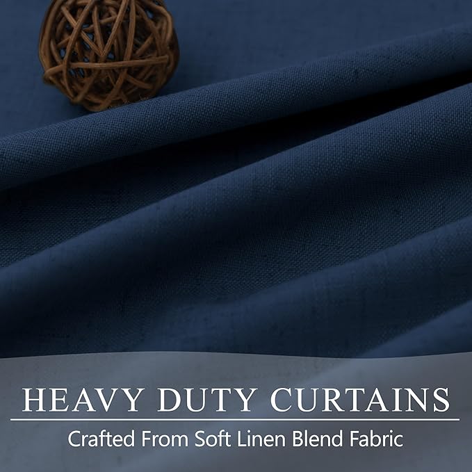 Small Window Curtains for Bathroom Sink Short Length 2 Panel Sets Back Tab Rod Pocket Navy Blue Linen Blackout Heat Reflective RV Curtains for Camper Kitchen Kids Boys Bedroom Patriotic 45 Inches Long