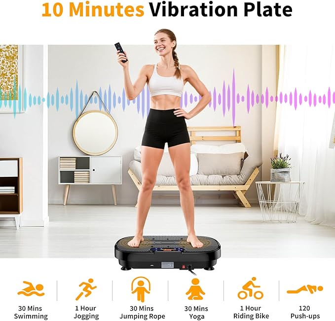 Vibration Plate Exercise Machine, Vibrating Plate Machine with Bluetooth for Lymphatic Drainage, Vibration Platform for Women Men Full Body Weight Loss