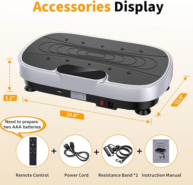 Vibration Plate Exercise Machine, Vibrating Plate Machine with Bluetooth for Lymphatic Drainage, Vibration Platform for Women Men Full Body Weight Loss