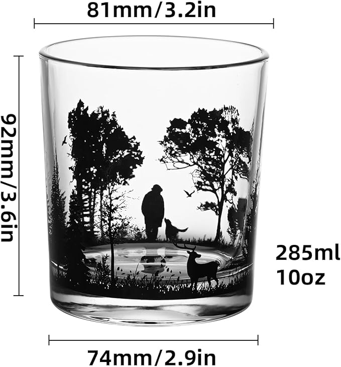 Old Fashioned Whiskey Glasses, Stemless Wine Glasses with Gift Box, 10Oz Rocks Glass for Scotch Cocktail Bourbon Vodka Liquor, Unique Gifts for Dad, Husband, Father's Day, Anniversary